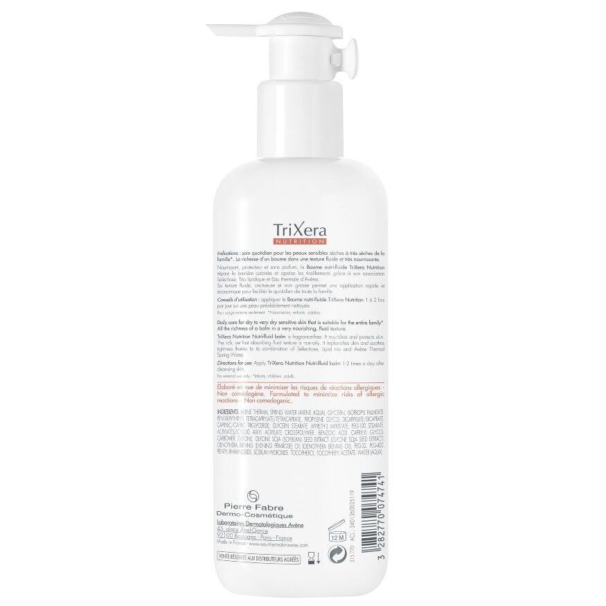 Tył opakowania produktu Avene TriXera Nurition Balsam odżywczy