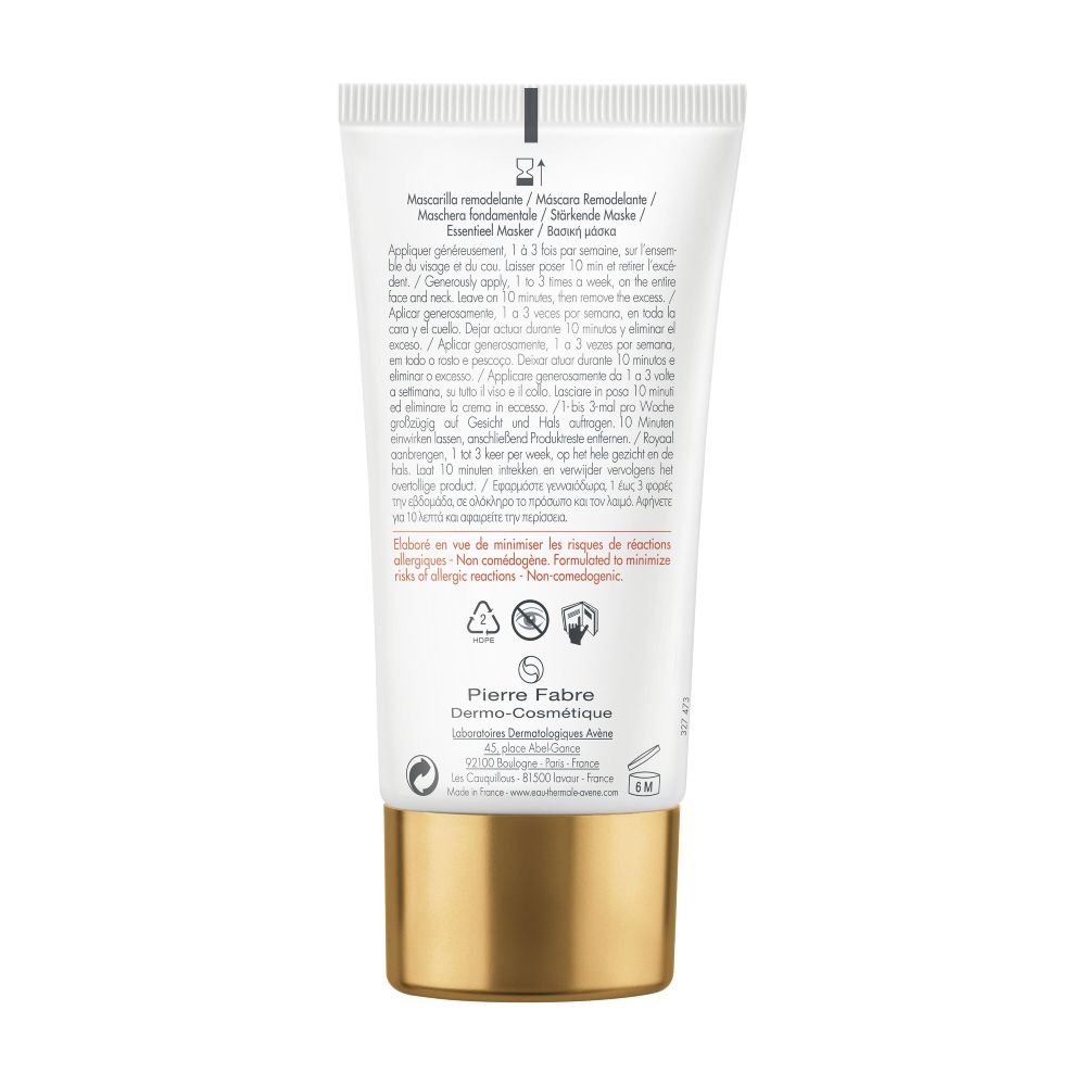 Tył opakowania produktu Avene DermAbsolu Maska przywracająca kontur twarzy