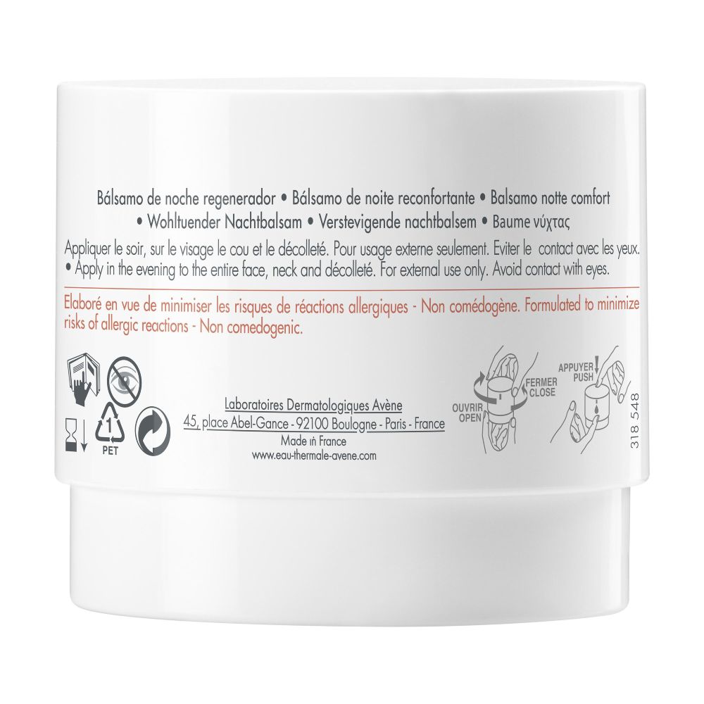 Tył opakowania produktu Avene DermAbsolu Krem na noc przywracający komfort skóry