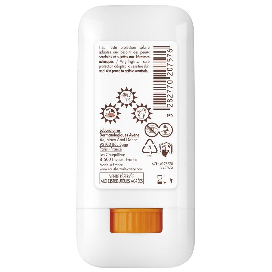 Tył opakowania produktu Avene SunsiStick Sztyft ochronny SPF50+
