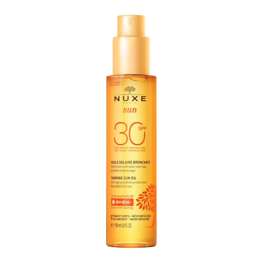 Opakowanie produktu Nuxe Sun Brązujący olejek do opalania twarzy i ciała SPF 30