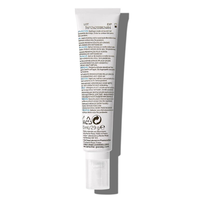 Tył opakowania produktu La roche-posay Effaclar K(+) Krem odnawiający