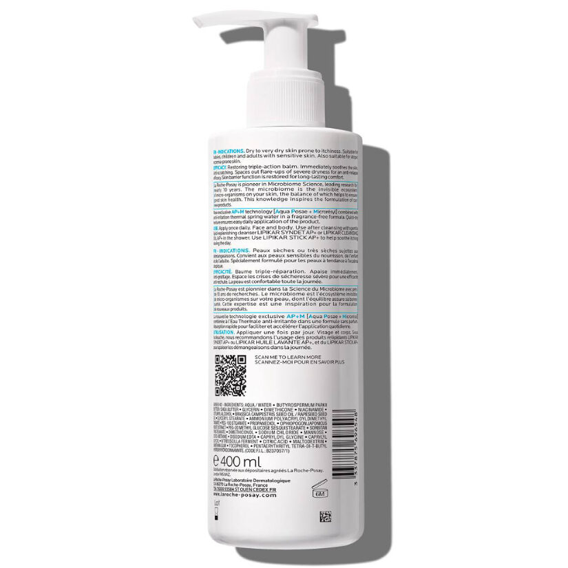 Tył opakowania produktu La roche-posay Lipikar Baume Light AP+M Lekki balsam