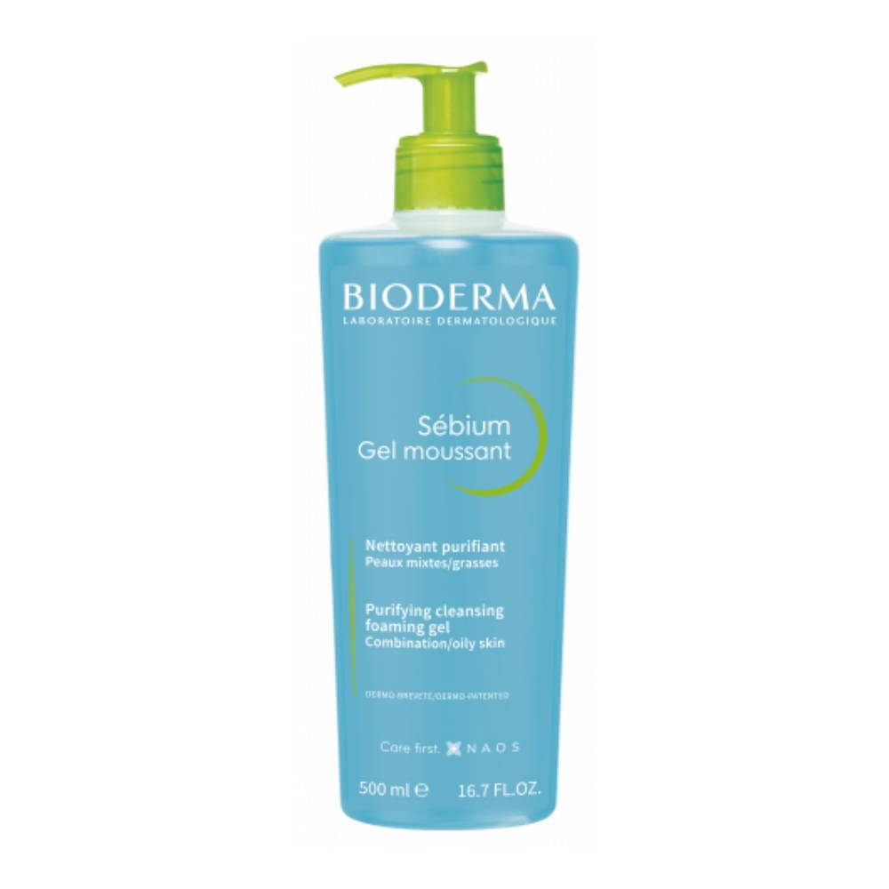 Opakowanie produktu Bioderma Sebium Gel Moussant Antybakteryjny żel do mycia twarzy cera mieszana i trądzikowa