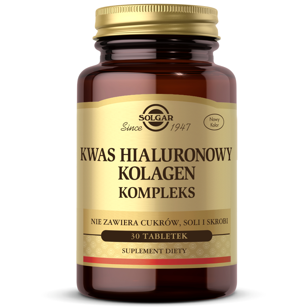 Opakowanie produktu Solgar Kwas Hialuronowy Kolagen kompleks 120mg