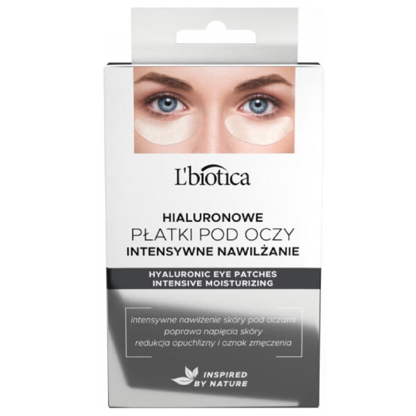 Opakowanie produktu L'Biotica Hialuronowe płatki pod oczy intensywnie nawilżające