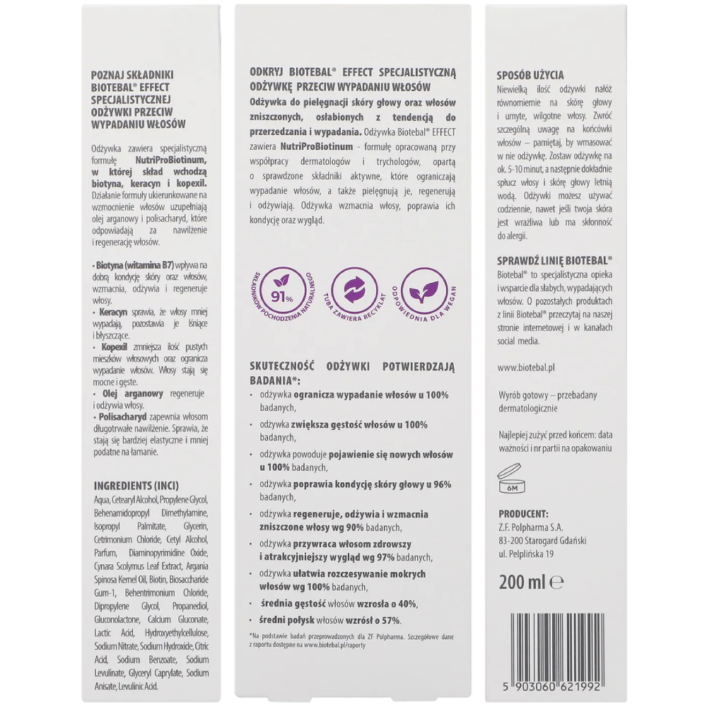 Kartonik Biotebal Effect produktu Odżywka przeciw wypadaniu włosów