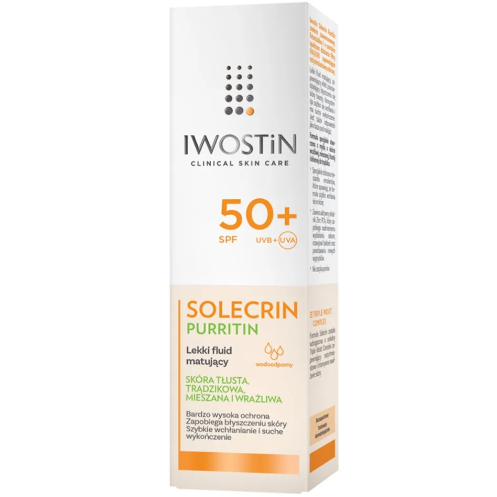 Kartonik produktu Solecrin Purritin Lekki Fluid matujący SPF 50+